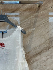Textured White Sleeveless Dress