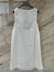 Textured White Sleeveless Dress