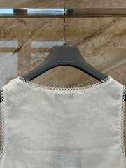 Textured White Sleeveless Dress