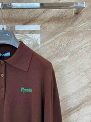 Brown Knitted Polo Sweater