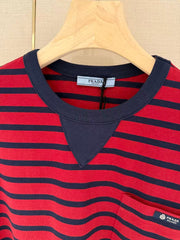 Long-Sleeve T-Shirt with Burgundy Stripes