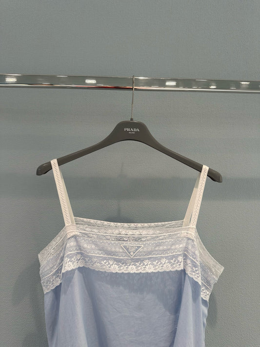 Linen Lace-Trim Cami Dress