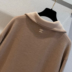 Beige Half-Zip Knit Top