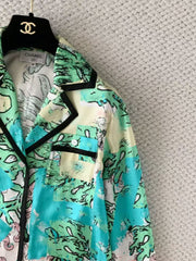 Graffiti Letter Print Silk Shirt