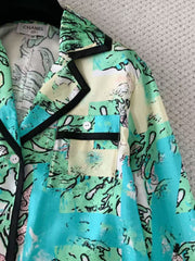 Graffiti Letter Print Silk Shirt