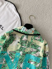 Graffiti Letter Print Silk Shirt