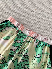 Graffiti Letter-Print Silk Trousers