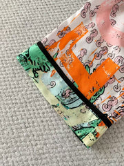 Graffiti Letter-Print Silk Trousers