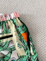 Graffiti Letter-Print Silk Trousers