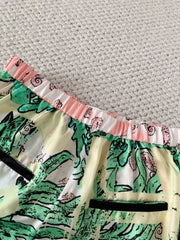 Graffiti Letter-Print Silk Trousers