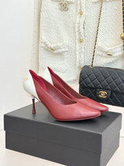 Two-tone pointed-toe high heels