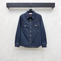 Leather-Collared Denim Shirt-Jacket