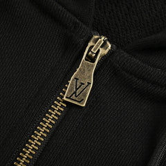 Hat cord beaded zipper sweatshirt jacket