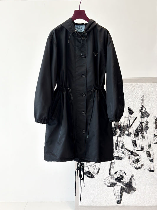 Hooded Loose Drawstring Classic Nylon Casual Rain jacket