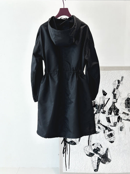 Hooded Loose Drawstring Classic Nylon Casual Rain jacket