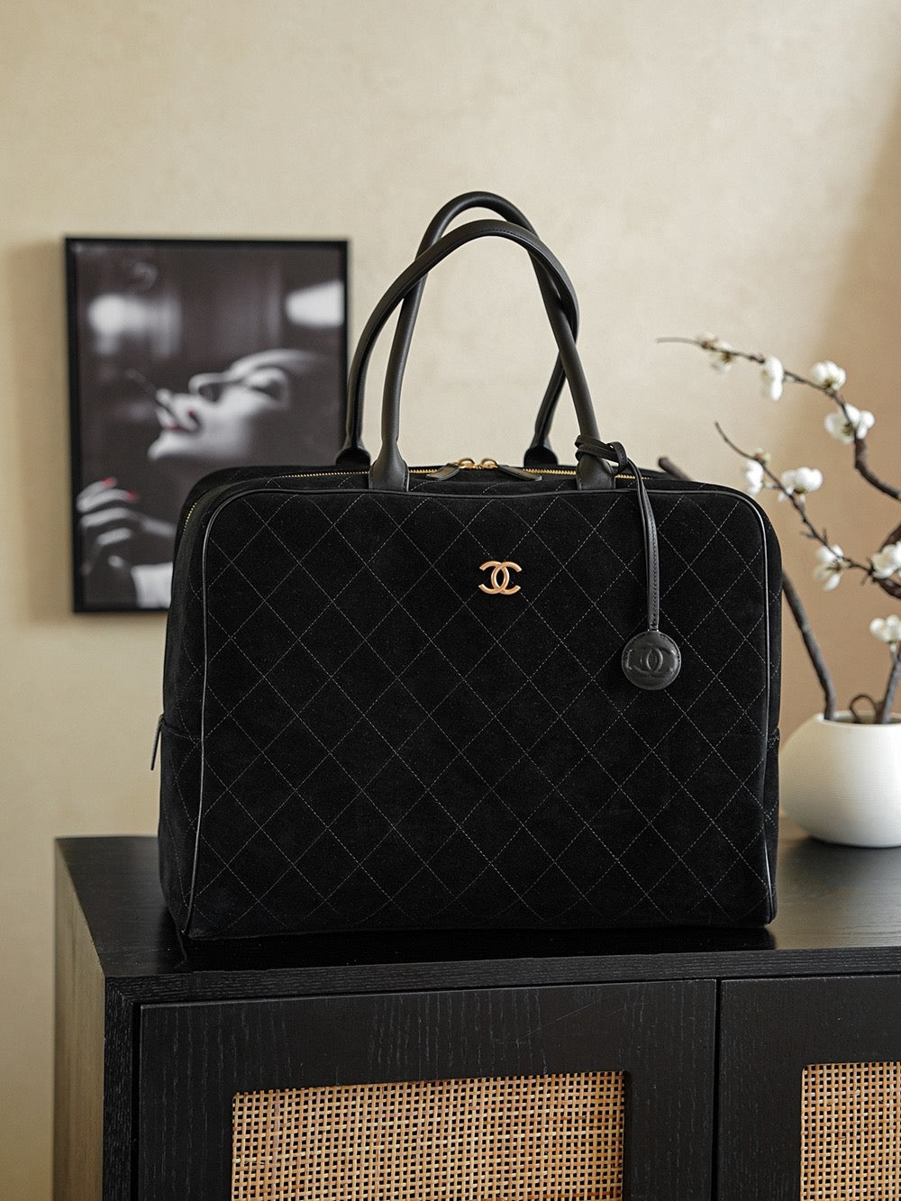 Suede Boston Bag