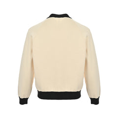 logo lapel contrast knitted sweater jacket