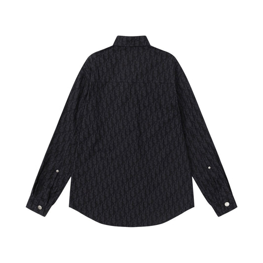 Full print jacquard denim shirt jacket